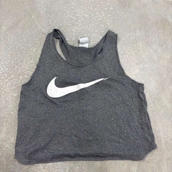 Nike Tops - Nike Dri-FIT Gray Tank Top with White Swoosh Women's Size M